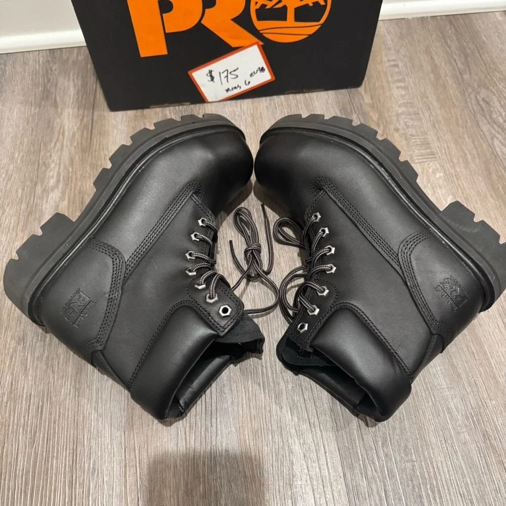 Timberland Pro Sawhorse 6” Composite Safety Toe Black Leather Boots